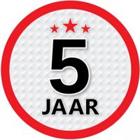 5 jaar leeftijd sticker - rond - Dia 15 cm - 5 jaar verjaardag - jubileum - leeftijd versiering
