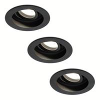 Set van 3 Laredo LED inbouwspots - GU10 4 Watt 345 Lumen - 4000K neutraal wit - Dimbaar - verzonken - Rond - Kantelbaar - IP20 Voor binnen - Zwart