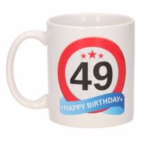 Verjaardag 49 jaar verkeersbord mok / beker - thumbnail