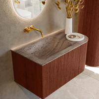 Badmeubel Mondiaz Kurve-Dlux | 85 cm | Meubelkleur Ruby | Wastafelkleur Oza | Solid surface | Wasbak linker zijde spoelbak | Zonder kraangat(en) Badmeubel Mondiaz Kurve-Dlux | 85 cm | Meubelkleur Ruby | Wastafelkleur Oza | Solid surface | Wasbak linker zijde spoelbak | Zonder kraangat(en)