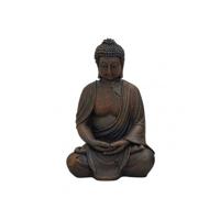 Beeldje boeddha - polystone - oud bruin - 30 cm - tuindecoratie