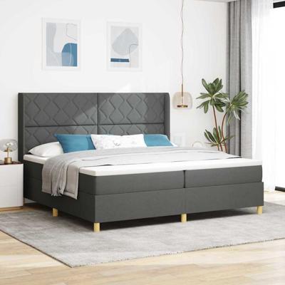 Boxspringbed met matras en LED stof donkergrijs 200x200 cm