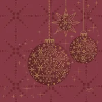 Duni 3-laags tissue servet gilded bauble 33x33cm bordeauxrood 20 stuks