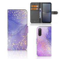 Hoesje voor Sony Xperia 10 V Watercolor Paars | Portemonnee hoesje