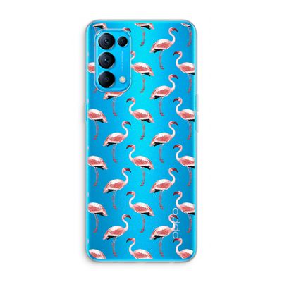 Flamingoprint groen: Oppo Find X3 Lite Transparant Hoesje