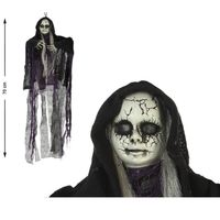 Horror hangdecoratie spook/geest pop - zwart - 70 cm - Halloween decoratie poppen - Halloween poppen