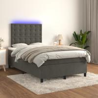 Boxspring met matras en LED fluweel donkergrijs 120x200 cm