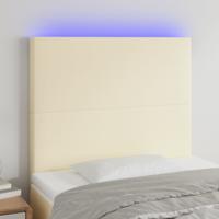 Hoofdbord LED 90x5x118/128 cm kunstleer crèmekleurig