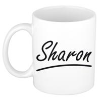 Sharon Naam koffiemok - beker - met sierlijke letters - wit - 300 ml - Cadeau - Dames