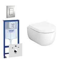 Clou Hammock Compact Toiletset - inbouwreservoir - wandtoilet - softclose - quickrelease - bedieningsplaat verticaal/horizontaal - mat chroom 0720002/0729205/sw106248/sw106250/