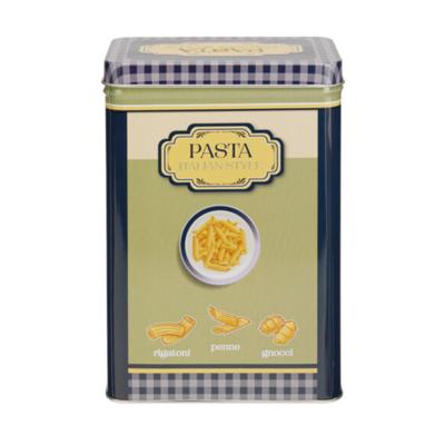 Pasta / spaghetti bewaarblik Nostagia - blauw - metaal - Italiaans - 13 x 9 x 18 cm - voorraadblik
