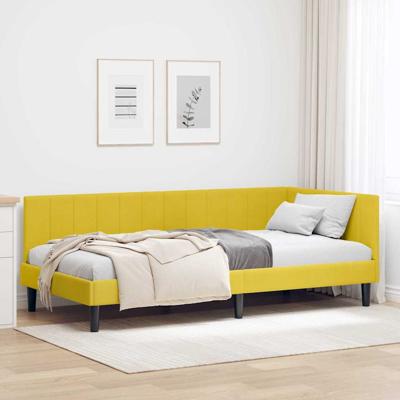 Hoekbedframe met hoofdeinde Geel 90 x 190 cm Fluweel