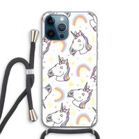Rainbow Unicorn: iPhone 12 Pro Transparant Hoesje met koord