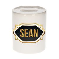 Naam cadeau spaarpot Sean met gouden embleem