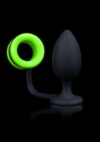 Butt Plug with Cock Ring - GitD - Neon Green/Black - thumbnail