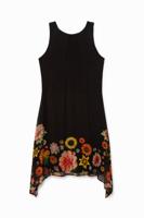 Mouwloze gebloemde jurk - BLACK - S