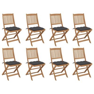 Tuinstoelen 8 st inklapbaar met kussens massief acaciahout