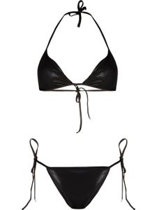 The Attico bikini Sheen à bonnets triangles - Noir