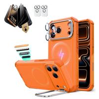 iPhone 17 Pro Max Bundle Cyber Tough Magnetic Case (Stash Stand) and Armorite Pro Privacy Screen Protector - Orange