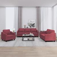 3-delige Loungeset met kussens stof wijnrood