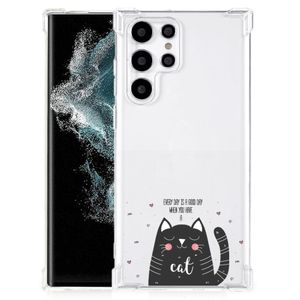 Samsung Galaxy S22 Ultra Stevig Bumper Hoesje Cat Good Day