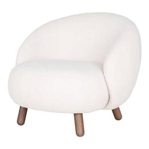 Artichok Mona ronde fauteuil met walnoot poten - teddystof wit