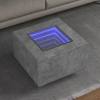 Salontafel met LED 60x60x40 cm bewerkt hout betongrijs