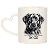 Cadeau mok voor honden liefhebbers - Labrador Retriever - wit met hartjes oor - keramiek - 300 ml