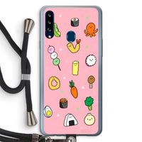 Happy bento friends: Samsung Galaxy A20s Transparant Hoesje met koord