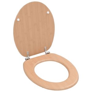 The Living Store toiletbril bamboeontwerp - MDF - chroom-zinklegering - 42.5x35.8 cm - 43.7x37.8 cm - 28x24 cm - 5 cm -