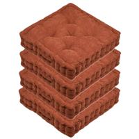 Stof Textile Vloerkussen Ribcord - 4x - terracotta - polyester - 45 x 45 x 10 cm - vierkant - Extra