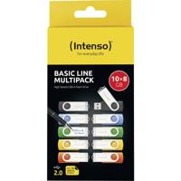 Intenso USB-Stick 10er Pack Basic Line 10 x 8 GB USB-stick 8 GB Geel, Groen, Blauw, Oranje, Zwart 3503561 USB 2.0