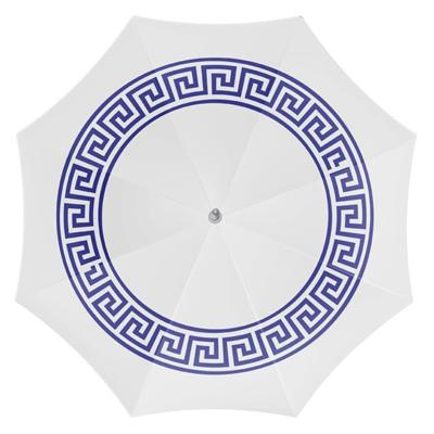 Strand parasol Athene - D180 cm - wit/blauw - motief - inklapbaar - zomer