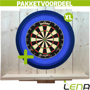 Winmau Blade 6 + Lena Dartbordverlichting Deluxe XL Blauw + Lena Wooden Wall Protector