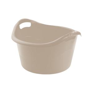 Grote teil/afwasbak/kuip - kunststof - rond - handvatten - 54 x 32 cm - 38 liter - beige