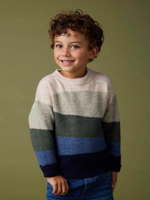 Colourblock trui van schuimsteek jongens blauw