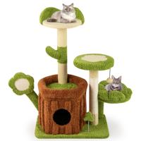 Schattige Kattenboom voor Volwassen Katten Meerlaagse Klimtoren met Stamhuis Groen