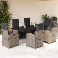 7-delige Tuinset met kussens poly rattan grijs