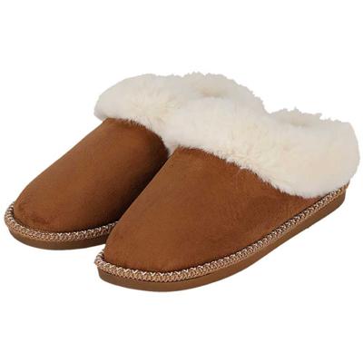 Apollo teddy sloffen - dames - cognac - instappers - teddystof - pantoffels - laag