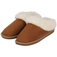 Apollo teddy sloffen - dames - cognac - instappers - teddystof - pantoffels - laag