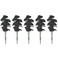 5x Bosje met 6 zwarte rozen halloween decoratie 37 cm - thumbnail