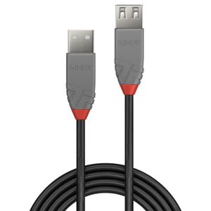 LINDY USB-kabel USB 2.0 USB-A stekker, USB-A bus 3.00 m Zwart, Grijs 36704