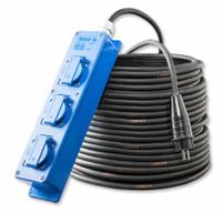 Verdeeldoos blauw 3x schuko 16A 250V 25 meter kabel 3x2.5mm² Keraf