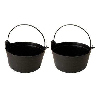 2x Heksenketel/kookpot zwart 12 x 25 cm