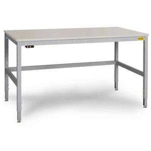 Manuflex LC3053.9006 ESD ESD-werktafel CANTOLAB speciale met rubber schijf, bxdxh = 1500 x 800 x 752-952 mm Aluminium-zilver