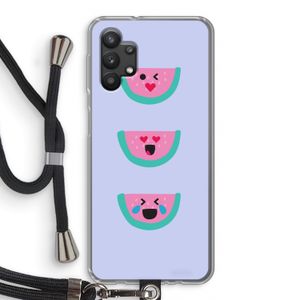 Smiley watermeloen: Samsung Galaxy A32 5G Transparant Hoesje met koord