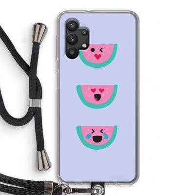 Smiley watermeloen: Samsung Galaxy A32 5G Transparant Hoesje met koord