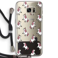 Eenhoorns overal: Samsung Galaxy S7 Edge Transparant Hoesje met koord