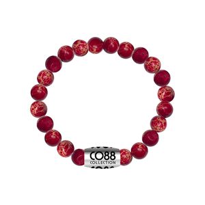 CO88 Armband met logobead staal/sediment/rood, rek/all-size 8CB-17027