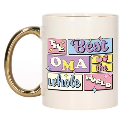 Cadeau koffie/thee mok - de beste oma - van de wereld - goud - 300 ml - keramiek